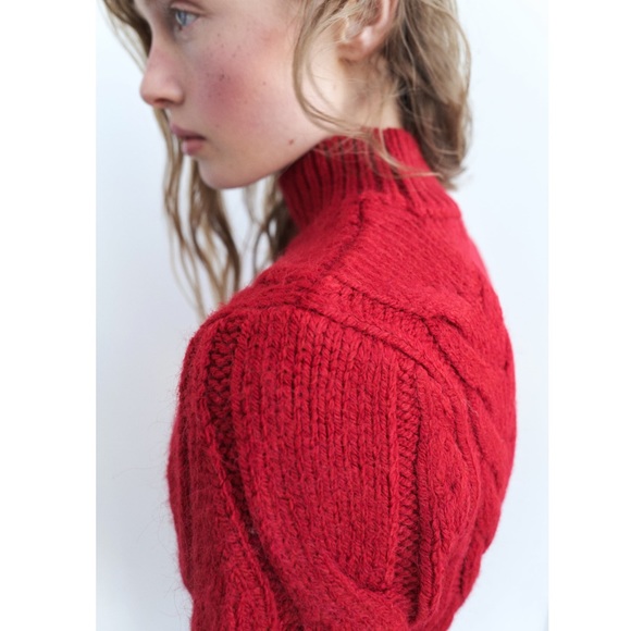 Zara BELTED CABLE KNIT SWEATER - Picture 3 of 8